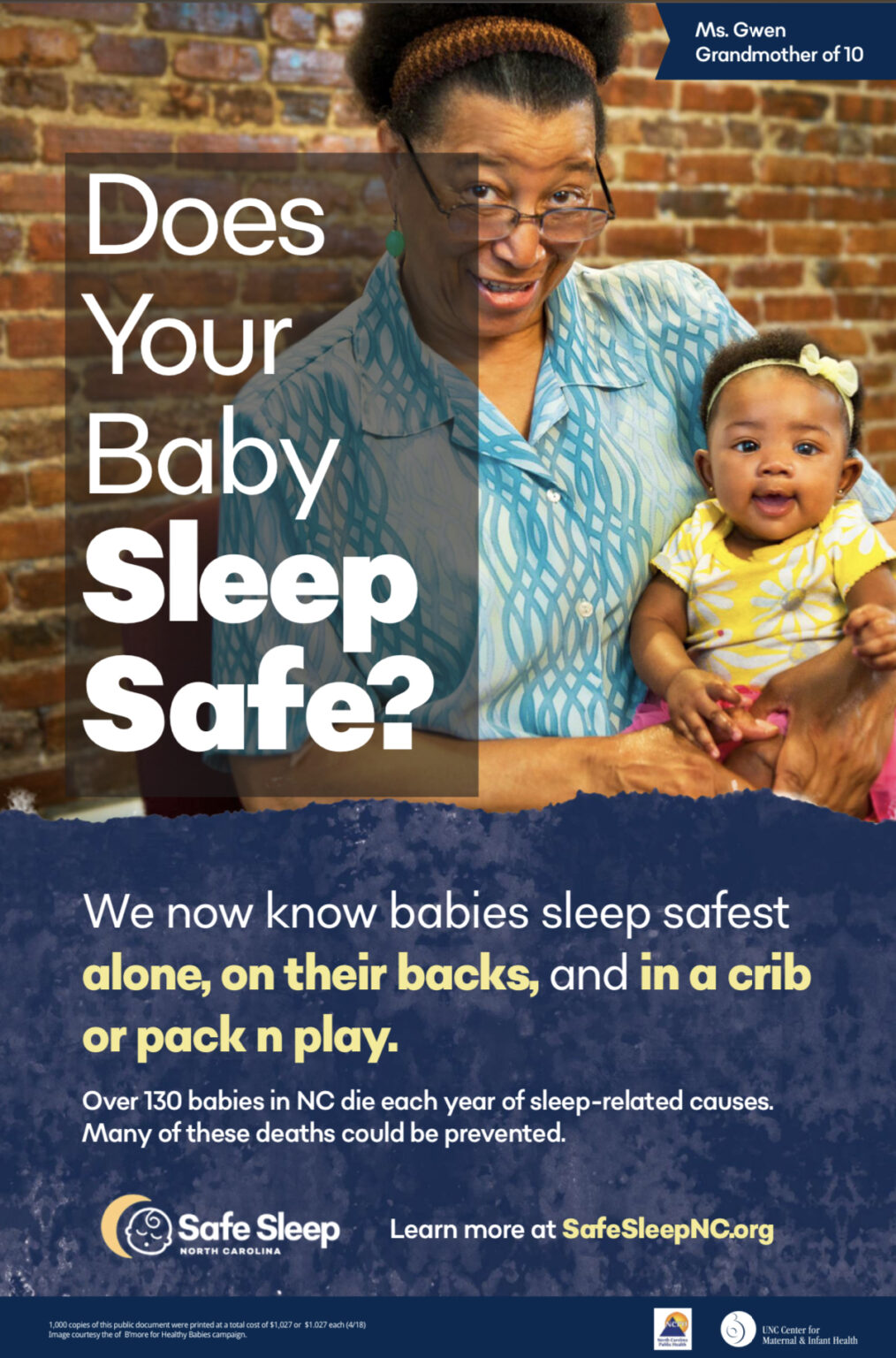 Safe Sleep Grandparent poster Safe Sleep NC