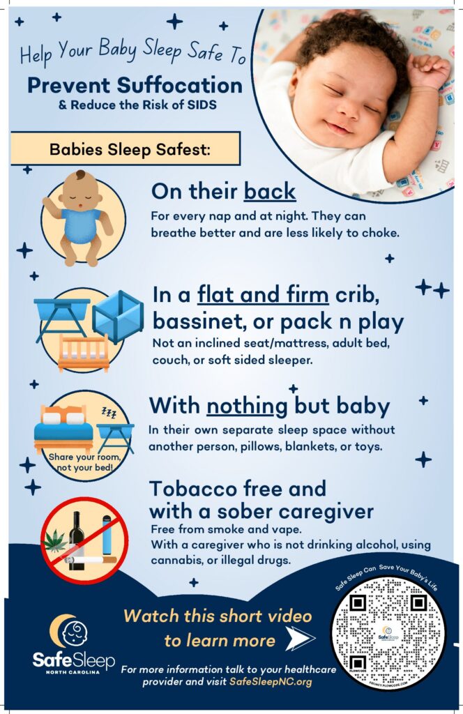 Help Your Baby Sleep Safe Flyer with QR Code to Brief Video