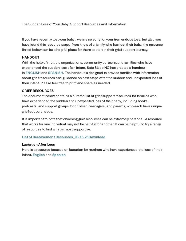 Grief Resources for Infant Loss